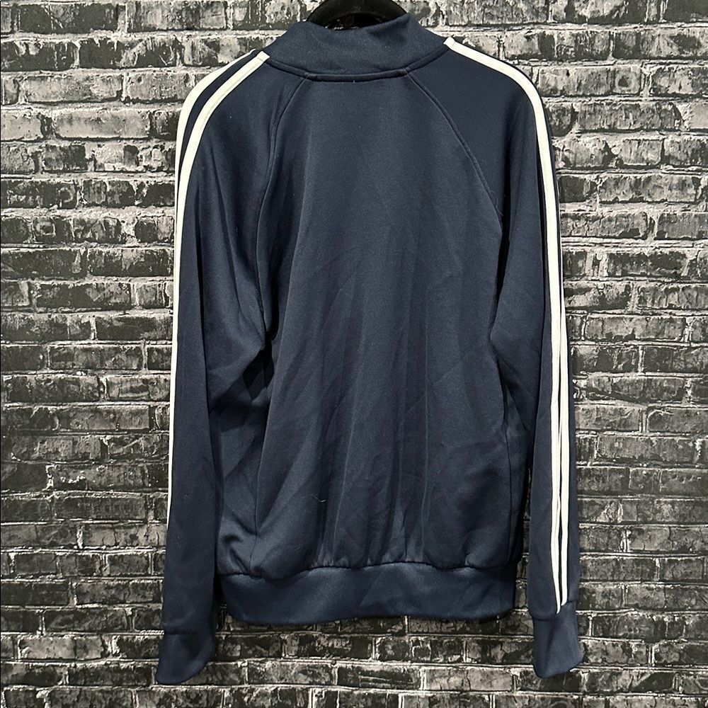 Adidas Dark Blue Zip-Up Jacket with White Stripes - Picture 3 of 3